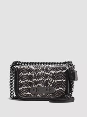 Coach Black White Patterned Chain Strap Small Handbag